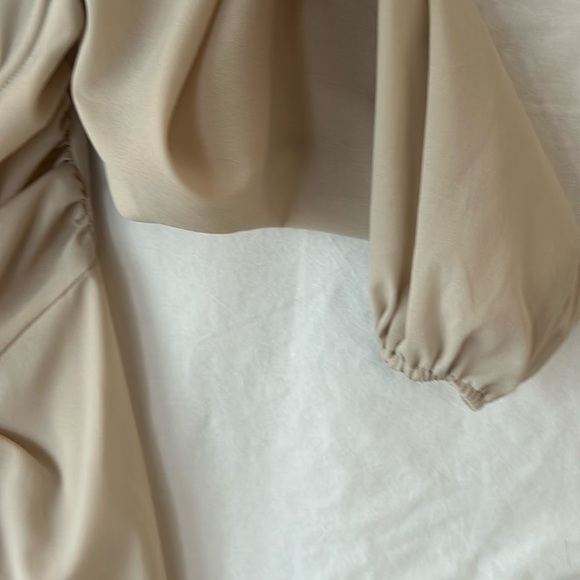 Pretty Little Thing Stone Underbust Detail Ruched Midi Dress Women Size 6 - Picture 15 of 17